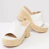1970s White Platform Woven Sandals