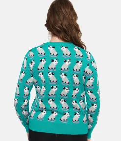 Sesame the Opossum Teal OPossum Print Knit Sweater
