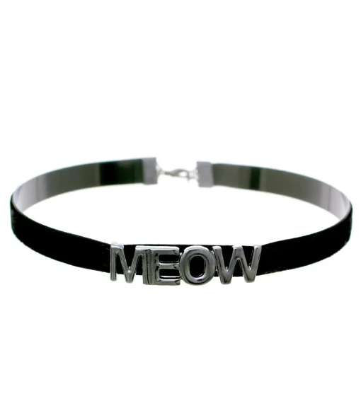 Silver & Black Meow Choker