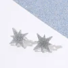 Silver Glitter Atomic Star Stud Earrings