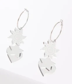 Silver Mirror Acrylic Magic Hoop Earrings