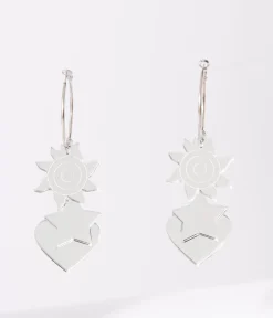 Silver Mirror Acrylic Magic Hoop Earrings