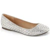 Silver Rhinestone Round Toe Flats