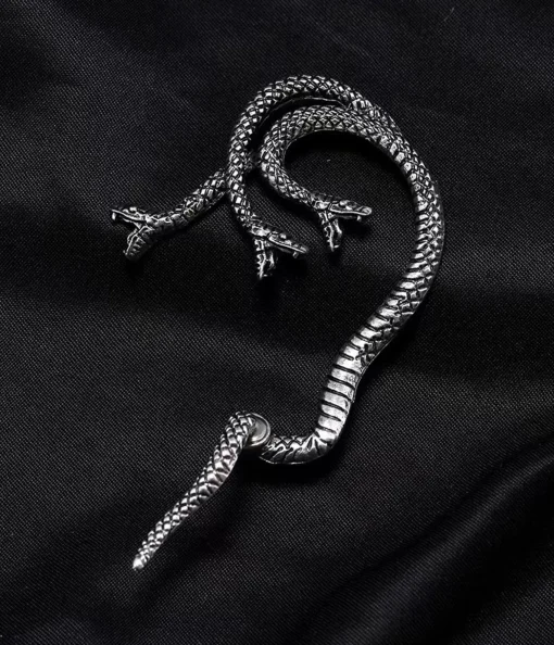 Silver Three Headed Snake Ear Cuff