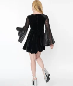 Smak Parlour Black & Clip Dot Aura Babydoll Dress