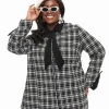 Smak Parlour Black & White Plaid Bows Topper Coat
