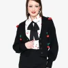 Smak Parlour Black Cherries Cropped Knit Cardigan