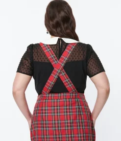 Smak Parlour Black Clipdot & White Collared Bow Blouse