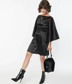 Smak Parlour Black Damask Dot Social Climber Caftan