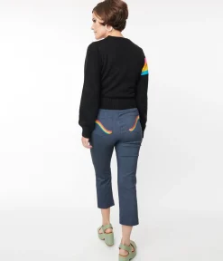 Smak Parlour Denim Bengaline & Rainbow Pocket Pintuck Capris