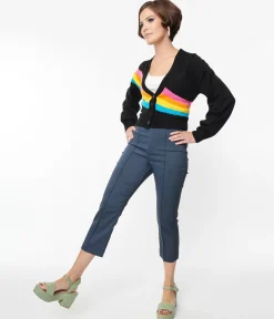 Smak Parlour Denim Bengaline & Rainbow Pocket Pintuck Capris