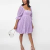 Smak Parlour Lavender Heart Velvet Love Interest Babydoll Dress