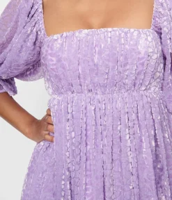 Smak Parlour Lavender Heart Velvet Love Interest Babydoll Dress
