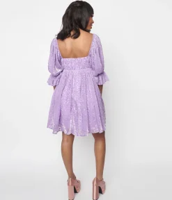 Smak Parlour Lavender Heart Velvet Love Interest Babydoll Dress