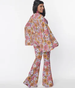 Smak Parlour Lavender Retro Bloom Zipper Pocket Flare Pants