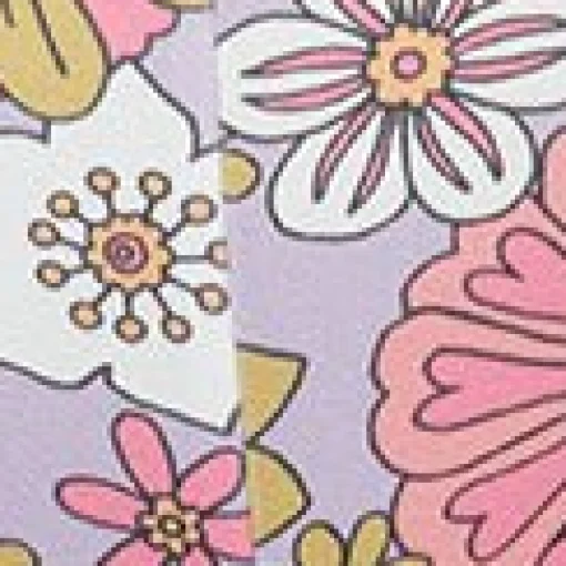 Smak Parlour Lavender Retro Bloom Zipper Pocket Flare Pants