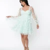 Smak Parlour Mint Tulle & Daisy Babydoll Dress