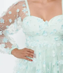 Smak Parlour Mint Tulle & Daisy Babydoll Dress