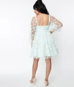 Smak Parlour Mint Tulle & Daisy Babydoll Dress