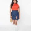 Smak Parlour Mushroom Embroidered Denim Belted Mini Skirt
