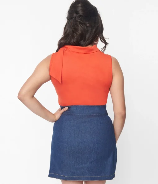 Smak Parlour Mushroom Embroidered Denim Belted Mini Skirt