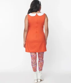 Smak Parlour Orange & Purple Tie Neck Shift Dress