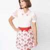 Smak Parlour Pink & Red Madam Mushroom Mod Skirt