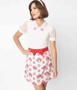 Smak Parlour Pink & Red Madam Mushroom Mod Skirt
