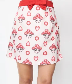 Smak Parlour Pink & Red Madam Mushroom Mod Skirt
