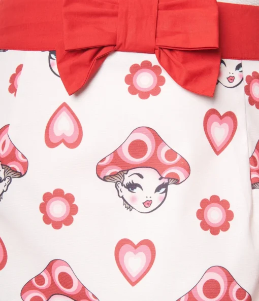 Smak Parlour Pink & Red Madam Mushroom Mod Skirt