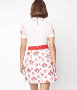 Smak Parlour Pink & Red Madam Mushroom Mod Skirt