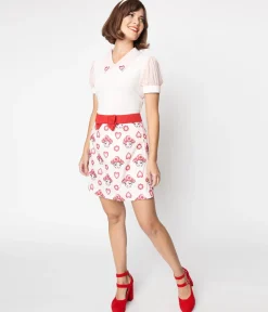 Smak Parlour Pink & Red Madam Mushroom Mod Skirt