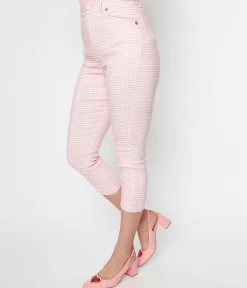 Smak Parlour Pink & White Gingham Capri Pants
