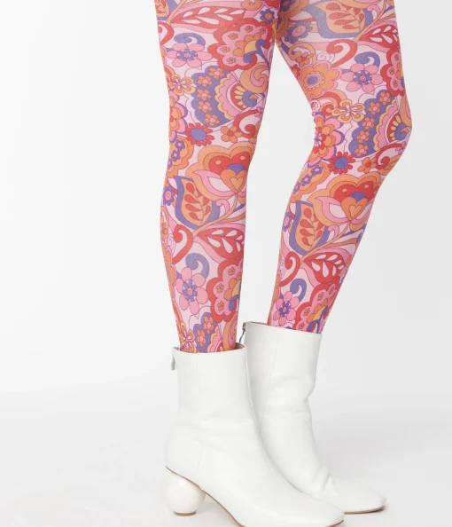Smak Parlour Pink Mod Floral Tights