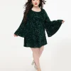 Smak Parlour Plus Size 1960s Green Sequin Downtown Scene Mini Dress
