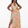 Smak Parlour Plus Size 1960s Pink Strawberry Fields Halter Maxi Dress