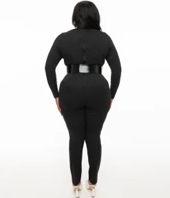Smak Parlour Plus Size 1960s Black & White Skeleton Glow in the Dark Jumpsuit