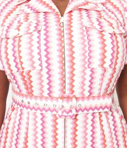 Smak Parlour Plus Size 1970s Valentine Zig Zag Stripe Flare Jumpsuit