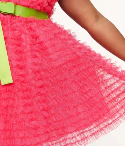 Smak Parlour Plus Size 1960s Hot Pink Empire Waist Mini Dress