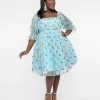 Smak Parlour Plus Size Sky Blue & Glitter Rainbows Love Interest Babydoll Dress