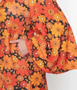 Smak Parlour Pumpkin Mod Floral Downtown Scene Mini Dress