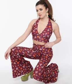 Smak Parlour Purple Pumpkin & Mushrooms Feelin Groovy Crop Top