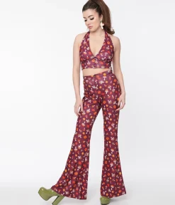 Smak Parlour Purple 1970s Pumpkin & Mushrooms Find Your Flare Pants