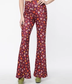 Smak Parlour Purple 1970s Pumpkin & Mushrooms Find Your Flare Pants