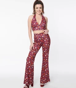 Smak Parlour Purple 1970s Pumpkin & Mushrooms Find Your Flare Pants
