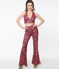 Smak Parlour Purple 1970s Pumpkin & Mushrooms Find Your Flare Pants