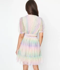 Smak Parlour Rainbow Ombre Roller Queen Crop Blouse