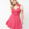 Smak Parlour Rose & Cream Floral Chiffon Flare Dress