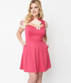 Smak Parlour Rose & Cream Floral Chiffon Flare Dress