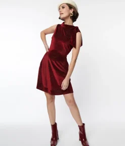 Smak Parlour Ruby Red Mock Neck Fit & Flare Dress